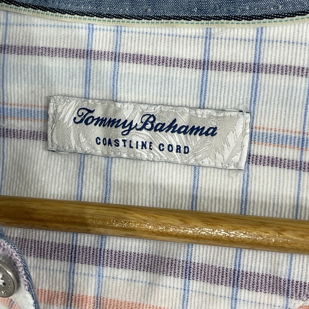 Tommy Bahama Shirt‎ Men's Medium Long Sleeve Coastline Cord Corduroy Plaid Blue - Picture 4 of 13